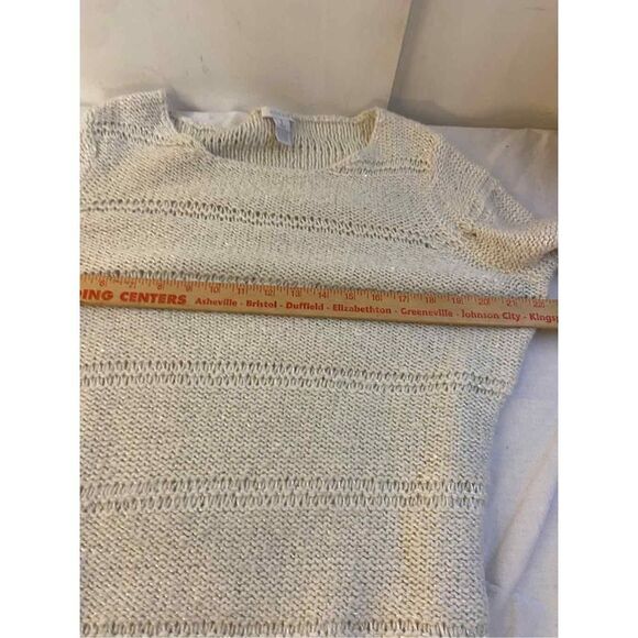 Chicos sweater cream bling shiny sequins dots size 1 Medium M - Picture 6 of 7
